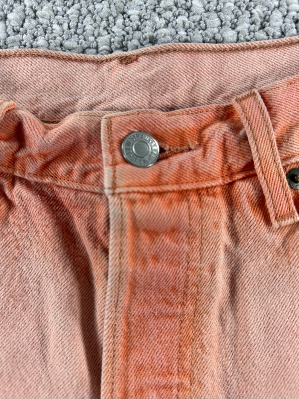 Levi 501 Coral/Orange Raw Hem Denim Cutoff Mid-rise Shorts boho Size 27 - Picture 9 of 16